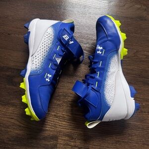 Under Armour Bryce Harper 6 Mid RM Baseball Cleats Blue/ White Mens Size 10